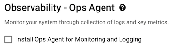 A caixa de verificação Instalar o agente de operações para monitorização e registo.