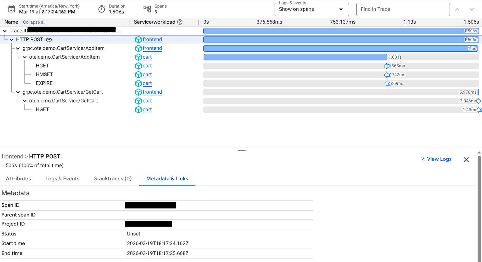 追蹤記錄彈出式視窗範例。