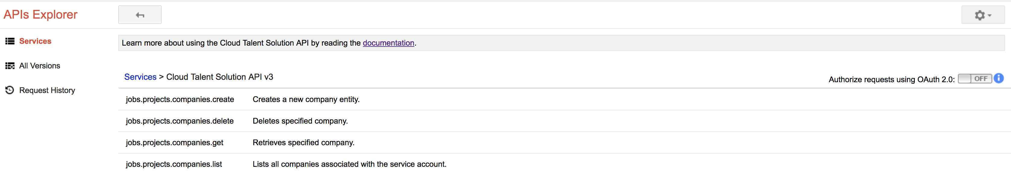 טופס של APIs Explorer