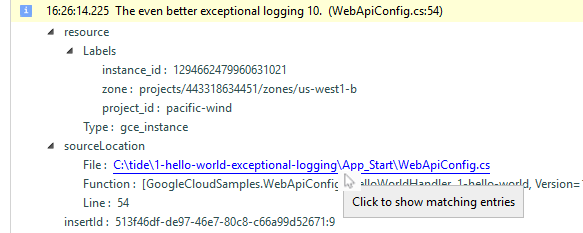 Gambar yang menunjukkan cara mengklik untuk menemukan entri log serupa