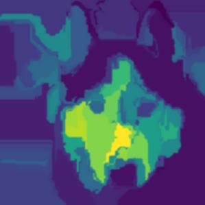 Visualización de la atribución de características de un husky mediante XRAI