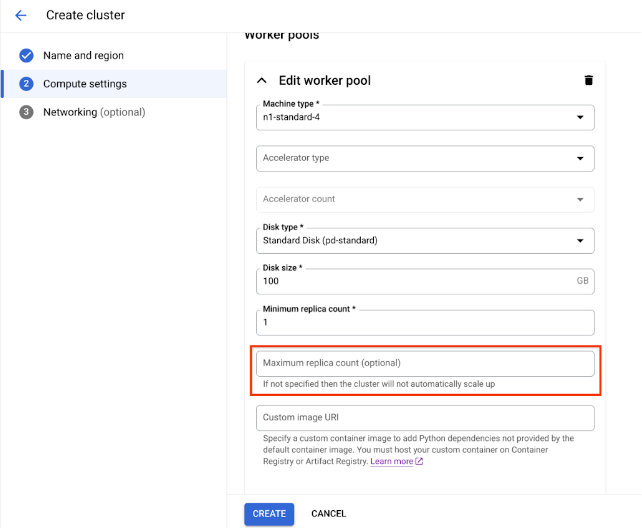 Compute settings for autoscaling