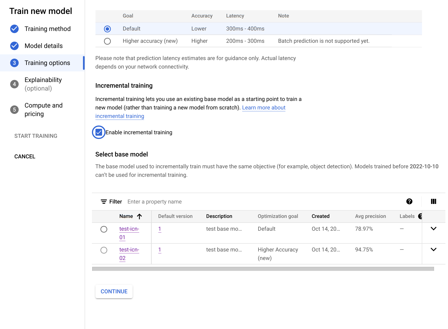 Paso 5 de la ventana de entrenamiento de un nuevo modelo