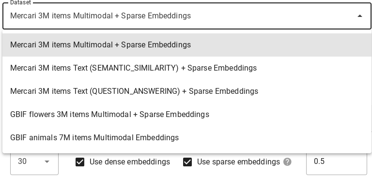 ベクトル検索のインタラクティブなライブデモを使用してクエリ結果を取得する