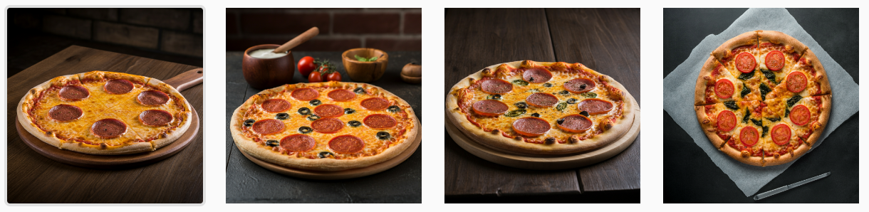 שלוש תמונות לדוגמה של פיצה