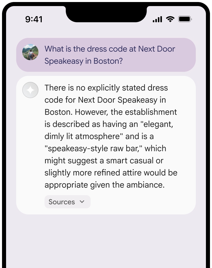 Prompt with response and sources collapsed