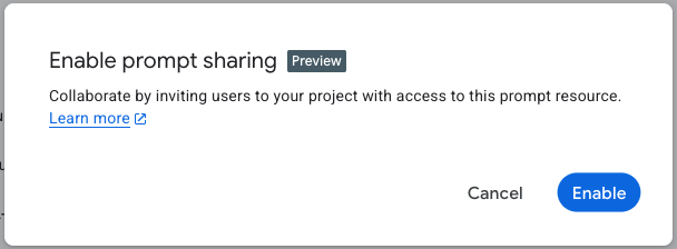 Prompt sharing enable button