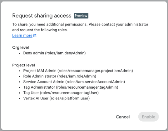 Prompt sharing required roles