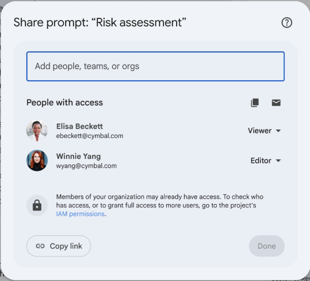 Janela de partilha de comandos