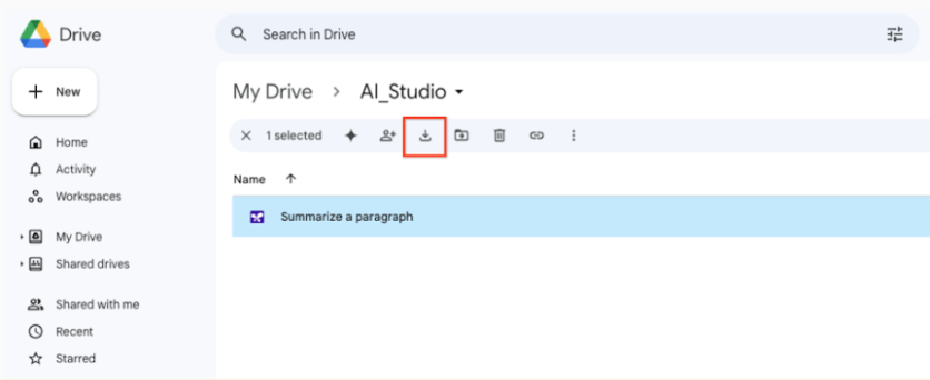 Google 雲端硬碟中的提示位置