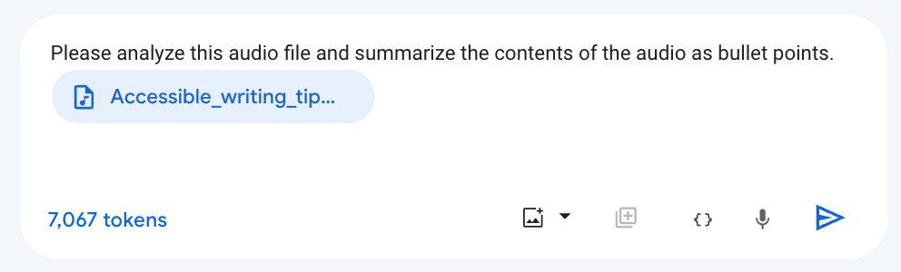Der Prompt-Text für die Audiozusammenfassung und die Audiodatei