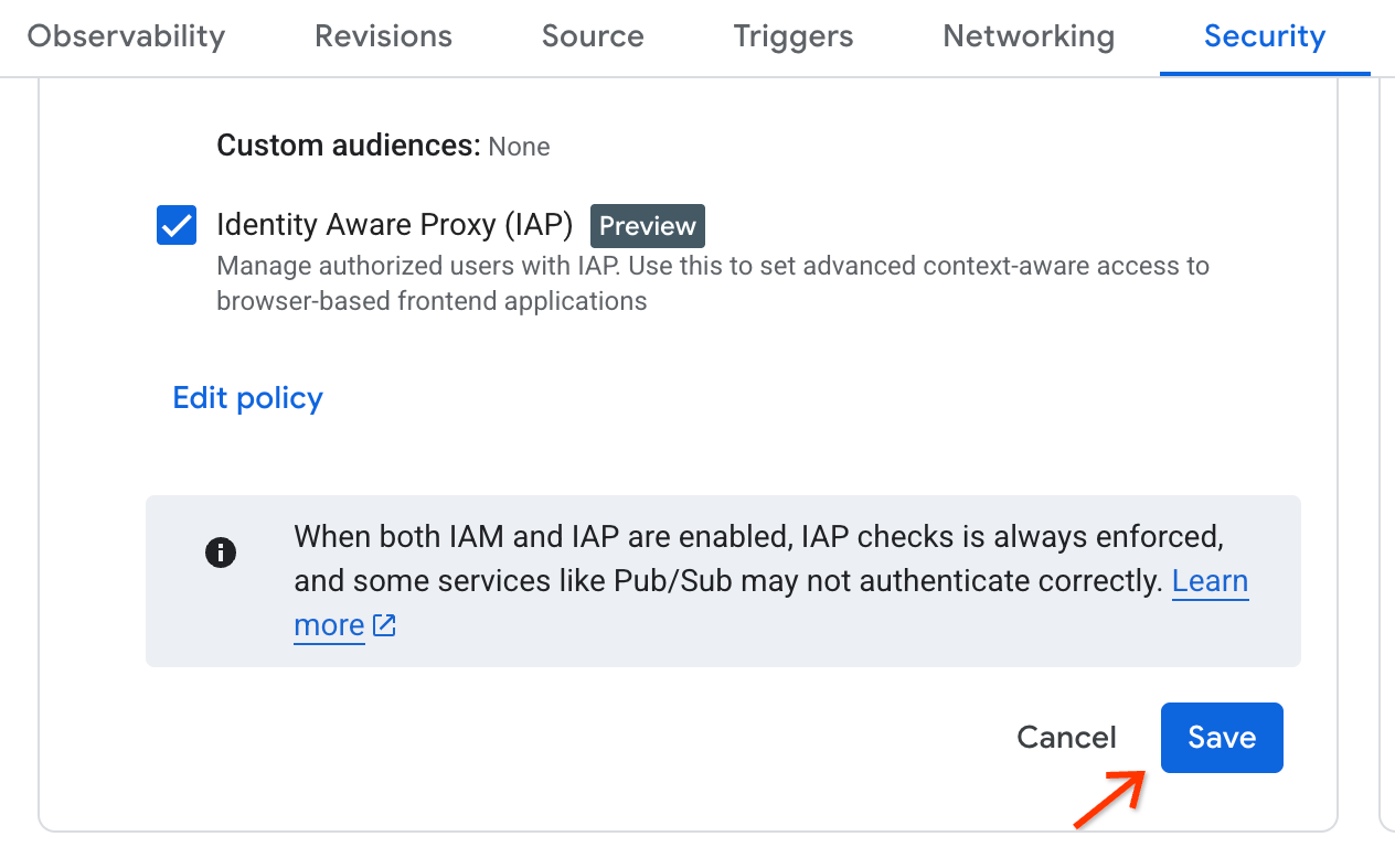 Enregistrer à nouveau dans l'UI Cloud Run