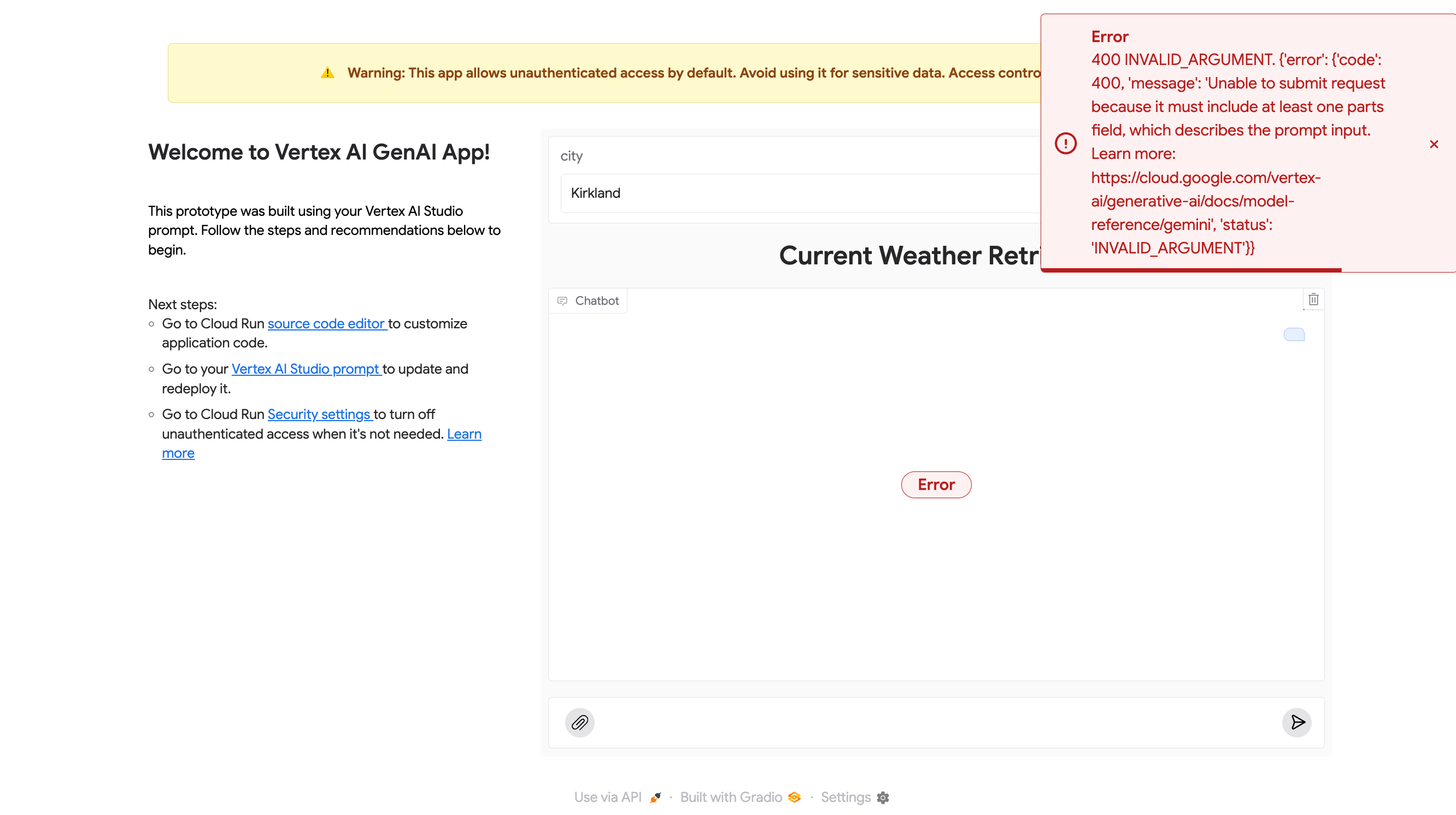 erro para conteúdo vazio