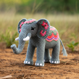 Input PNG file of a crocheted elephant
