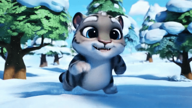 눈표범이 더 빠르게 달리고 있습니다.