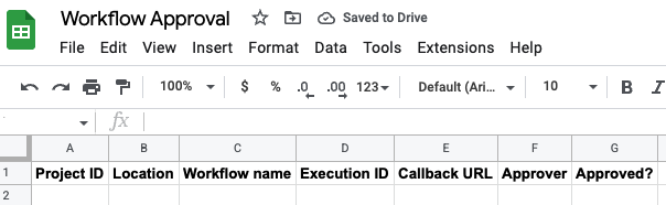 Contoh spreadsheet untuk merekam persetujuan