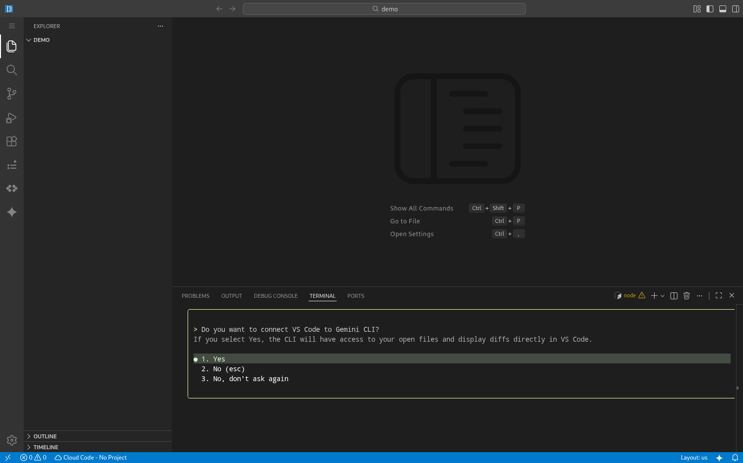 Connetti il componente aggiuntivo Gemini CLI a Code OSS per Cloud Workstations.