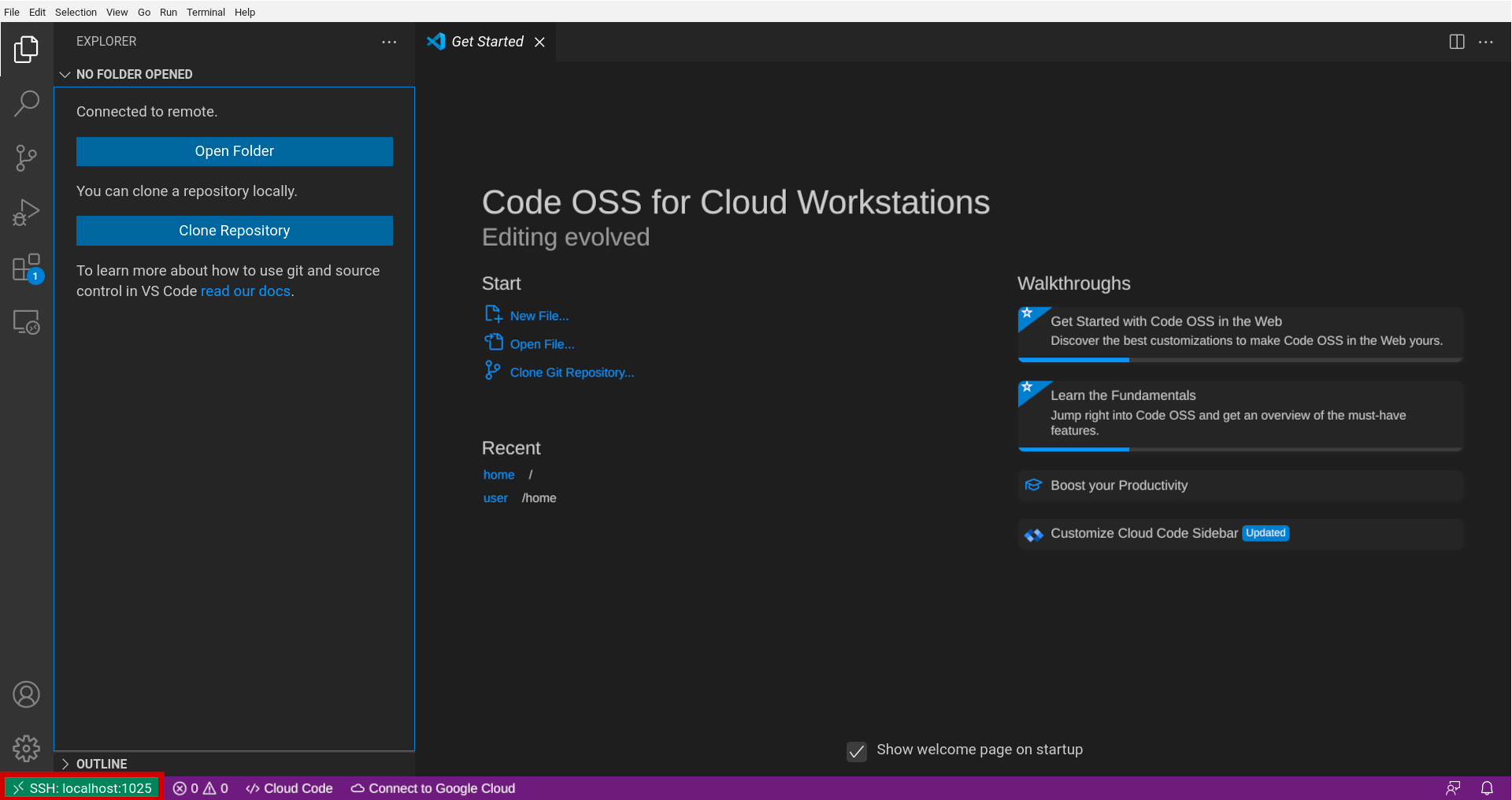 Connessione alla workstation effettuata