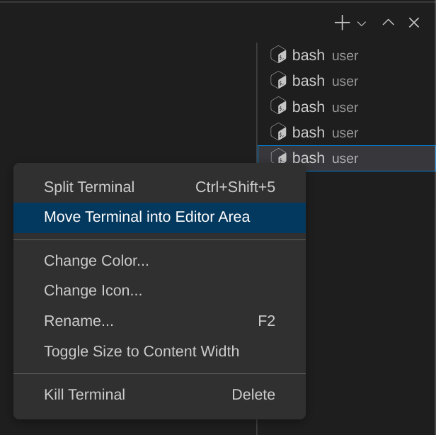 Lista de separadores do terminal