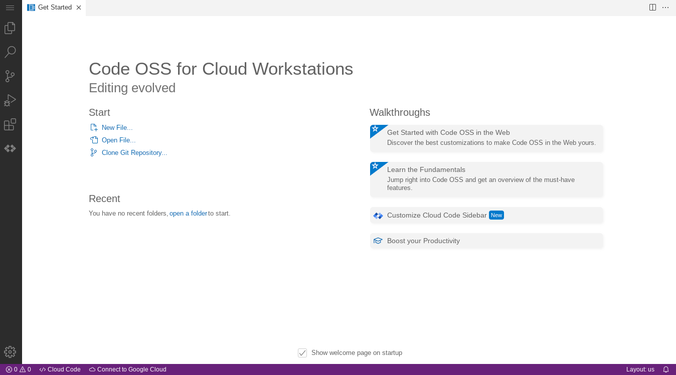 עורך הבסיס של Cloud Workstations