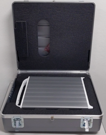 A photo of a Transfer Appliance inside an opened shipping
case